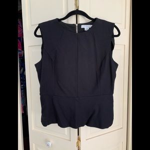 Liz Claiborne Black Peplum Top Size Petite Large